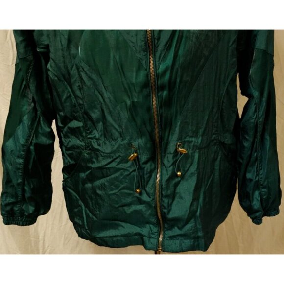 Vtg Active Frontier Womens Medium Shiny Blue green Full Zip Windbreaker Jacket - Picture 3 of 10